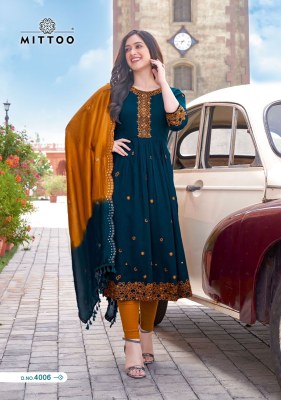 Mittoo by Antra reyon wrinkle designer readymade suit catalogue at wholesale price readymade suit catalogs