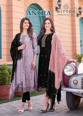 Mittoo by Antra reyon wrinkle designer readymade suit catalogue at wholesale price readymade suit catalogs