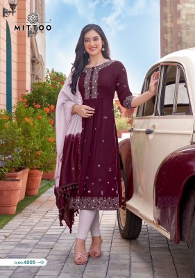 Mittoo by Antra reyon wrinkle designer readymade suit catalogue at wholesale price readymade suit catalogs