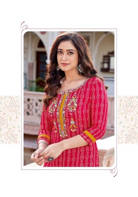 Mittoo by Bandhan vol 4 reyon printed hand embroidered kurti catalogue at wholesale price  kurtis catalogs