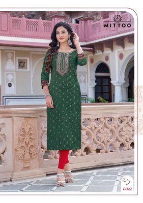 Mittoo by Bandhan vol 4 reyon printed hand embroidered kurti catalogue at wholesale price  kurtis catalogs