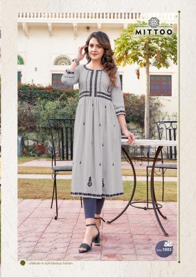 Mittoo by Paaneri rayon handwork embroidered kurti catalogue at affordable rate kurtis catalogs