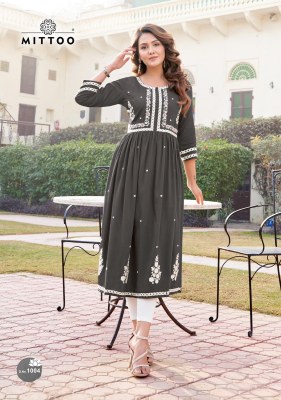 Mittoo by Paaneri rayon handwork embroidered kurti catalogue at affordable rate kurtis catalogs