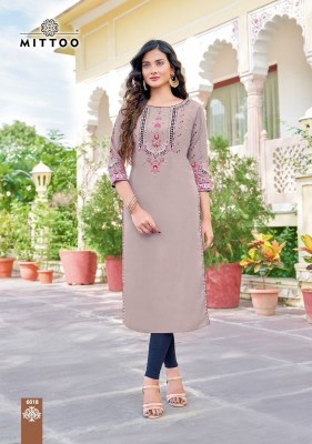 Mittoo by Rihana vol 3 heavy reyon printed handwork kurti catalogue at low rate kurtis catalogs