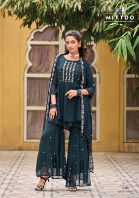 Mittoo by Sajda pure georgette handwork embroidered fancy sharara suit catalogue at low rate fancy sharara suit Catalogs
