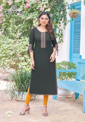 Mittoo by Styli heavy reyon embroidered kurti catalogue at affordable rate kurtis catalogs