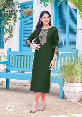 Mittoo by Styli heavy reyon embroidered kurti catalogue at affordable rate kurtis catalogs