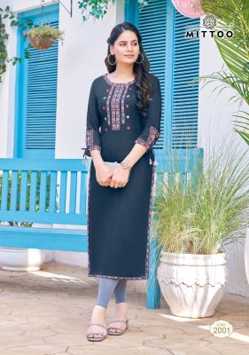 Mittoo by Styli heavy reyon embroidered kurti catalogue at affordable rate kurtis catalogs