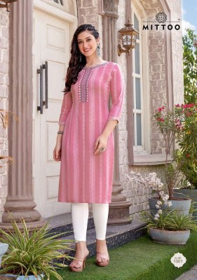 Mittoo presents Chand rayon weaving embroidery work Kurti wholesaler price in India  kurtis catalogs