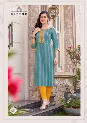 Mittoo presents Chand rayon weaving embroidery work Kurti wholesaler price in India  kurtis catalogs