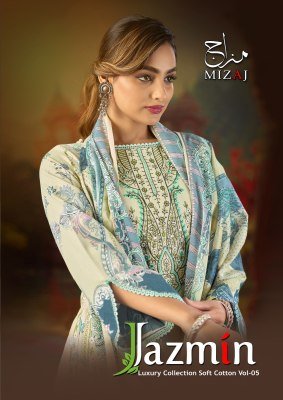 Mizaj Jazmin Vol 5 Soft Cotton Embroidered Kurti Pant Set with Dupatta (M–4XL) wholesale catalogs