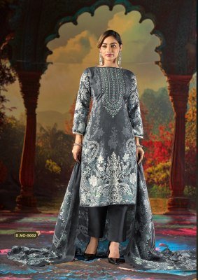 Mizaj Jazmin Vol 5 Soft Cotton Embroidered Kurti Pant Set with Dupatta (M–4XL) Karachi suits catalogs