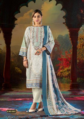 Mizaj Jazmin Vol 5 Soft Cotton Embroidered Kurti Pant Set with Dupatta (M–4XL) Karachi suits catalogs