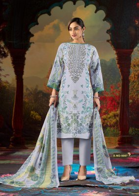 Mizaj Jazmin Vol 5 Soft Cotton Embroidered Kurti Pant Set with Dupatta (M–4XL) Karachi suits catalogs