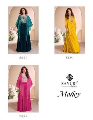 Mohey by Sayuri Designer Premium real chinon silk embroidered Gown catalogue at low rate  gown catalogs