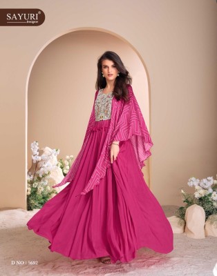 Mohey by Sayuri Designer Premium real chinon silk embroidered Gown catalogue at low rate  gown catalogs