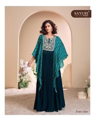 Mohey by Sayuri Designer Premium real chinon silk embroidered Gown catalogue at low rate  gown catalogs