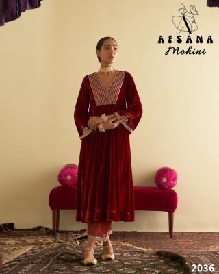 Mohini velvet A product by Afsana heavy top velvet  beautiful embroidered sequence  readymade suit catalogs
