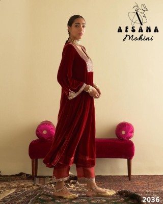 Mohini velvet A product by Afsana heavy top velvet  beautiful embroidered sequence  readymade suit catalogs