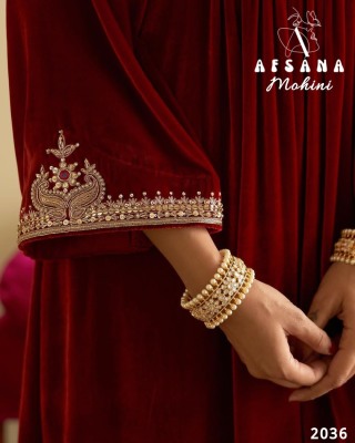 Mohini velvet A product by Afsana heavy top velvet  beautiful embroidered sequence  readymade suit catalogs