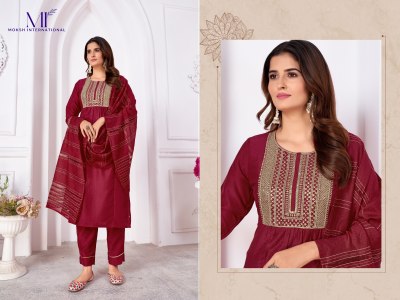 Moksh international by Rangoli vol 1 heavy embroidered kurti pant and dupatta catalogue at wholesale price readymade suit catalogs