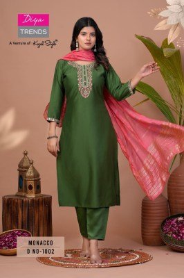 Monacco Vol 1 by Diya Trends Straight Kurti Pant and Dupatta catalogue at affordable rate  readymade suit catalogs