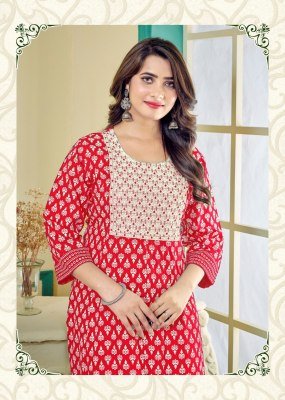 Monalisa 2 heavy reyon gold print embroidered neck kurti catalogue at affordble rate kurtis catalogs