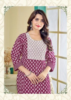 Monalisa 2 heavy reyon gold print embroidered neck kurti catalogue at affordble rate kurtis catalogs