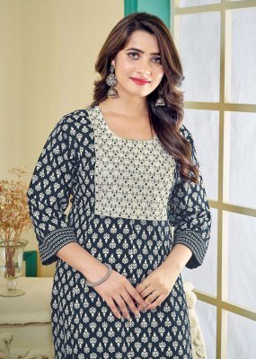 Monalisa 2 heavy reyon gold print embroidered neck kurti catalogue at affordble rate kurtis catalogs