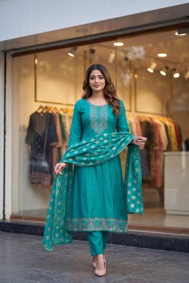 Monalisa Vol 1 Berlin Silk Kurti Pant Set with Naznin Foil Lace Dupatta (M–5XL) wholesale catalogs