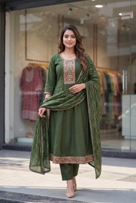 Monalisa Vol 1 Berlin Silk Kurti Pant Set with Naznin Foil Lace Dupatta  M   5XL  readymade suit catalogs