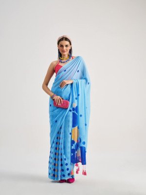 Mono.Poley Polka Pops Archie Georgette Digital Printed Saree with Fancy Latkans sarees catalogs
