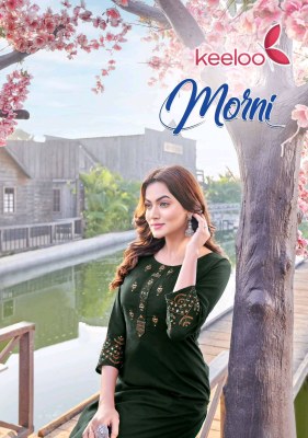 Morni by Akshar textile heavy reyon handwork fancy kurti catalogue at affordable rate Amavi