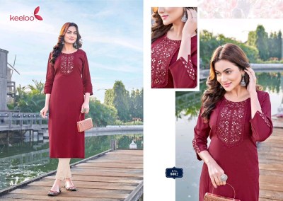 Morni by Akshar textile heavy reyon handwork fancy kurti catalogue at affordable rate kurtis catalogs