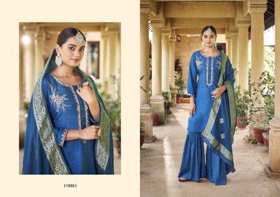 Morni by Sweety fashion dola silk banarasi fancy sharara suit catalogue at affordable rate readymade suit catalogs