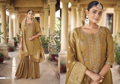 Morni by Sweety fashion dola silk banarasi fancy sharara suit catalogue at affordable rate readymade suit catalogs