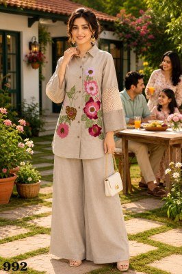 Mrudangi Diya 3 PCS Premium Jute Embroidered Cord Set co ord set catalogs