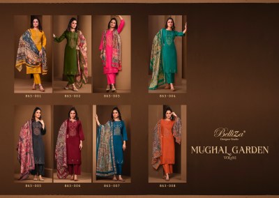 Mughal garden vol 2 by belliza cotton mal mal Dress material unstitched suits catalogue at wholesale price  salwar kameez catalogs