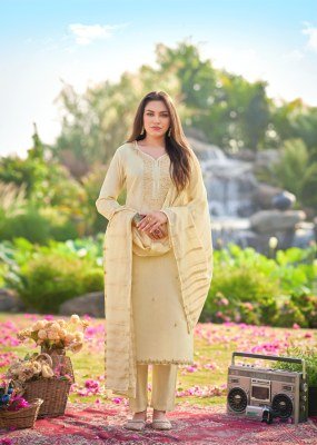 Mukesh Dilbara Premium Simmer Roman Kurti Set with Quarding Embroidery, Fancy Lace Pant And Pure Viscose Jacquard Dupatta Wholesale kurtis catalogs