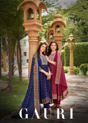Mukesh Gauri Collection Royal Embroidered Rayon Gown Set with Plazzo And Chanderi Dupatta  wholesale gown catalogs