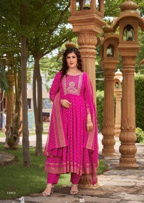 Mukesh Gauri Collection Royal Embroidered Rayon Gown Set with Plazzo And Chanderi Dupatta  wholesale gown catalogs