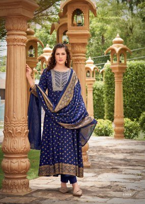 Mukesh Gauri Collection Royal Embroidered Rayon Gown Set with Plazzo And Chanderi Dupatta  wholesale gown catalogs