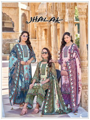 Mukesh Jhalak Jam Satin Readymade Pakistani Suit Mirror Work 