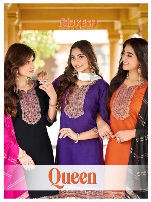 Mukesh QUEEN Vertican Heavy Kurti Patiyala Dupatta Set 