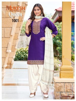 Mukesh QUEEN Vertican Heavy Kurti Patiyala Dupatta Set readymade suit catalogs