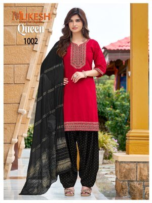 Mukesh QUEEN Vertican Heavy Kurti Patiyala Dupatta Set readymade suit catalogs