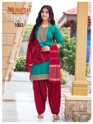 Mukesh QUEEN Vertican Heavy Kurti Patiyala Dupatta Set readymade suit catalogs