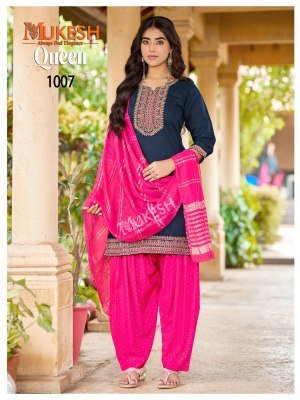 Mukesh QUEEN Vertican Heavy Kurti Patiyala Dupatta Set readymade suit catalogs
