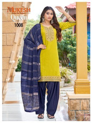 Mukesh QUEEN Vertican Heavy Kurti Patiyala Dupatta Set readymade suit catalogs