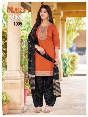 Mukesh QUEEN Vertican Heavy Kurti Patiyala Dupatta Set readymade suit catalogs